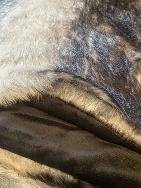 Faux Fur Throw Blanket - black, Gray and White